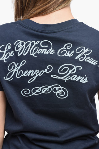 Crew Neck LE MONDE T-Shirt with Front Embroidery