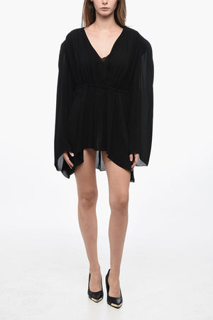 Mini Vestito in Seta con Dettagli Arricciati