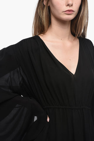 Silk Mini Dress with Ruched Details