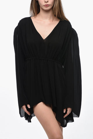 Silk Mini Dress with Ruched Details