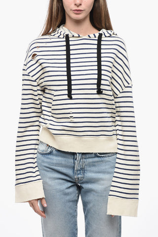 Felpa Hoodie Distressed con Patchwork