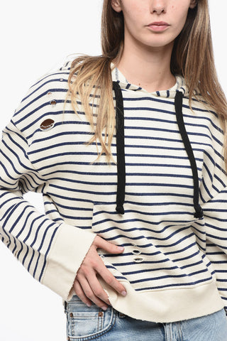Felpa Hoodie Distressed con Patchwork