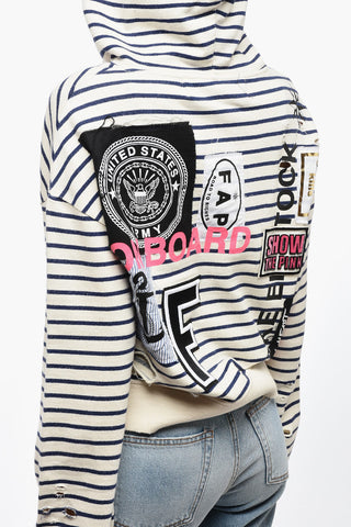 Felpa Hoodie Distressed con Patchwork