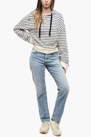 Felpa Hoodie Distressed con Patchwork