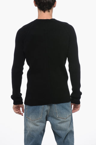 LUXOR Crew Neck Cashmere Blend Pullover with Jacquard Details