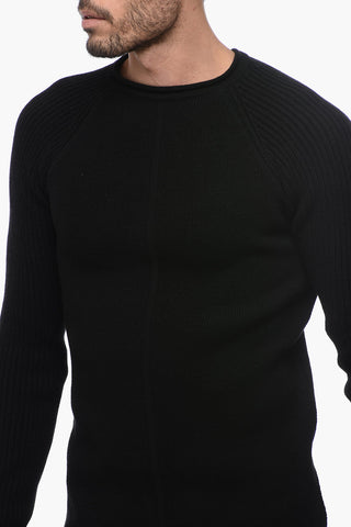 LUXOR Crew Neck Cashmere Blend Pullover with Jacquard Details