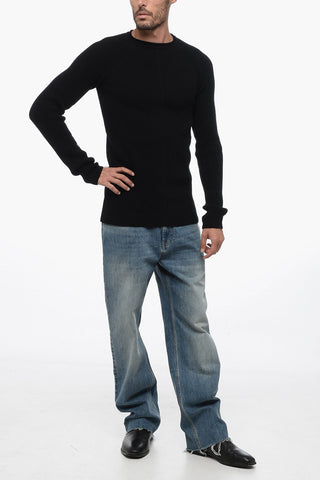 LUXOR Crew Neck Cashmere Blend Pullover with Jacquard Details