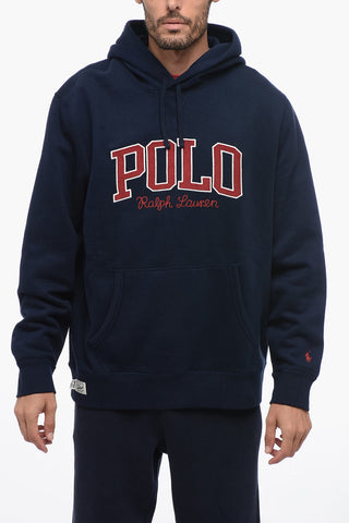 Cotton Blend Hoodie with Corduroy Logo Patches