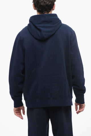 Cotton Blend Hoodie with Corduroy Logo Patches