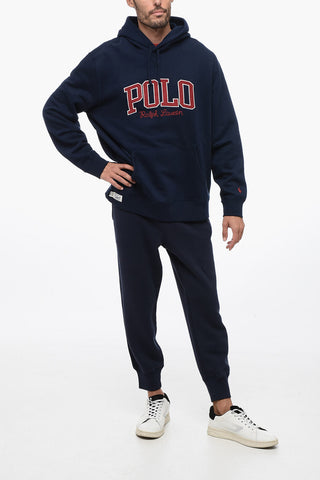 Cotton Blend Hoodie with Corduroy Logo Patches