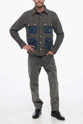 Distric Check Motif Utility Overshirt with Embroidered Maxi Logo