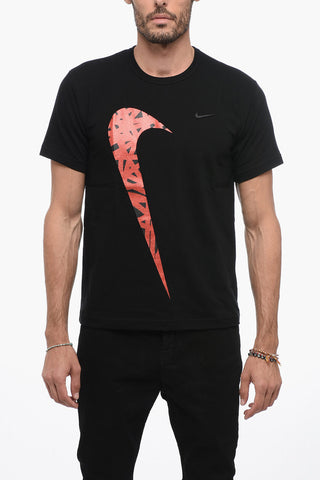 NIKE X CDG Crew Neck Cotton T-Shirt with Glittered Logo