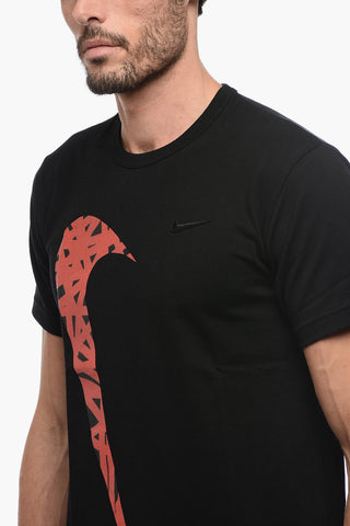 NIKE X CDG Crew Neck Cotton T-Shirt with Glittered Logo