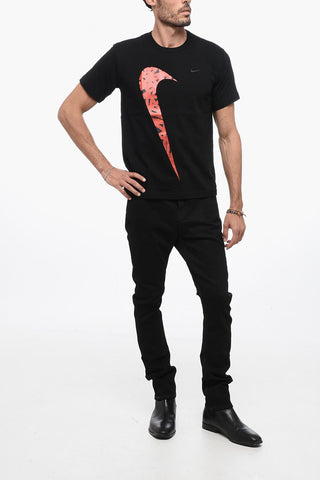 NIKE X CDG Crew Neck Cotton T-Shirt with Glittered Logo