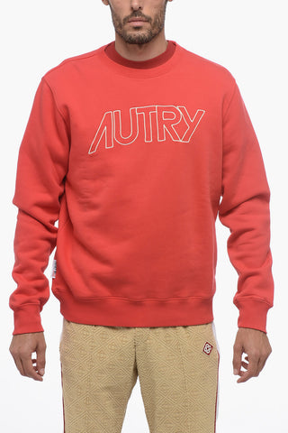 Fleeced Cotton Crew-neck Sweatshirt with Embroidered Logo