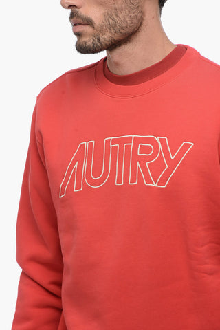 Fleeced Cotton Crew-neck Sweatshirt with Embroidered Logo