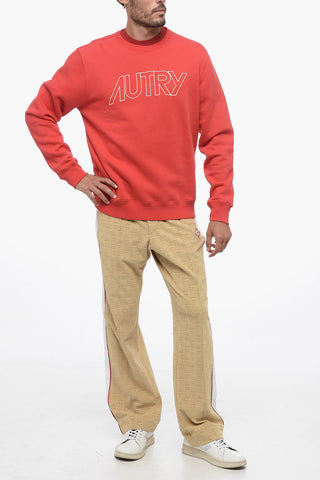Fleeced Cotton Crew-neck Sweatshirt with Embroidered Logo
