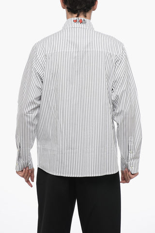 Striped Shirt with Breast Pocket and Embroidery