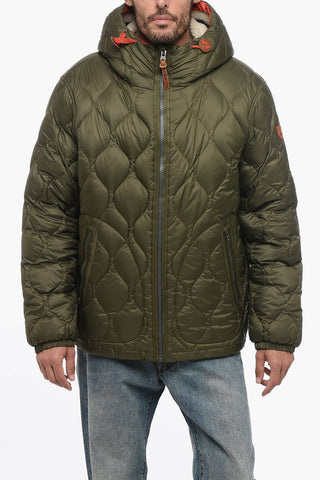 Quilted Down Jacket with Shearling Lining