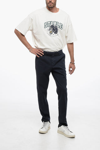 Single-Pleat Stretch Cotton Pants
