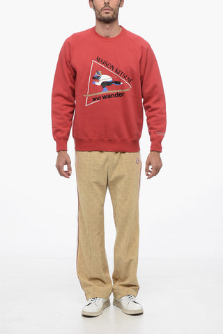 MAISON KITSUNE' 코튼 플리스 크루넥 스웨트셔츠 앞면 프린트