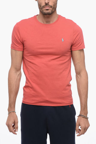 T-Shirt Girocollo in Cotone con Logo Ricamato