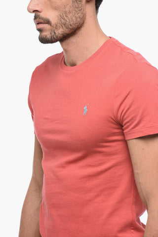 T-Shirt Girocollo in Cotone con Logo Ricamato