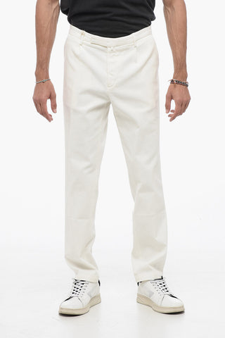Single-Pleat Stretch Cotton Pants