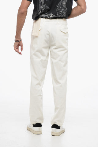 Single-Pleat Stretch Cotton Pants