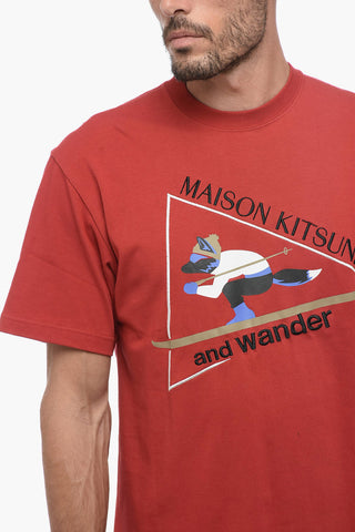 MAISON KITSUNE' T-Shirt Girocollo con Stampa Frontale