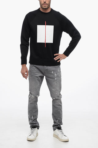 Contrast Printed Crew-neck Sweatshirt