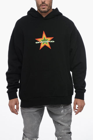 Fleeced Cotton Hoodie with Printed Logo
