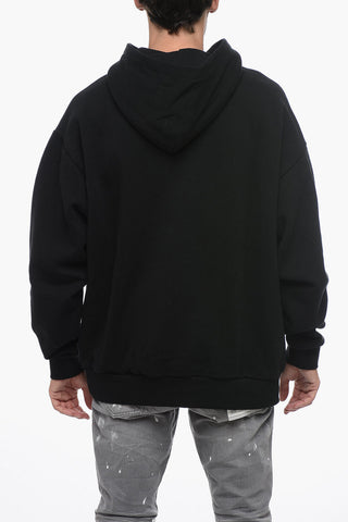 Fleeced Cotton Hoodie with Printed Logo