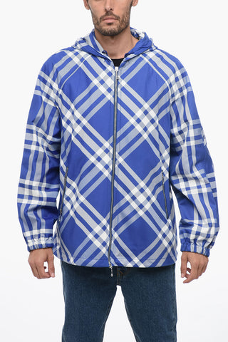 Check Print Hooded Windbreaker