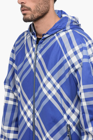 Check Print Hooded Windbreaker