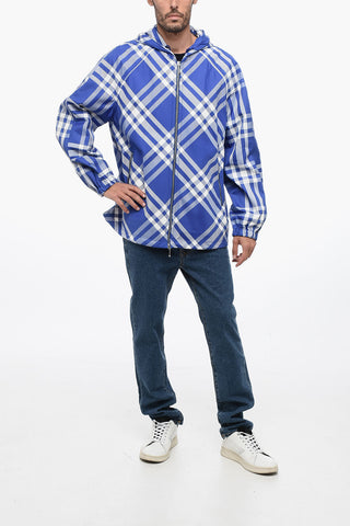 Check Print Hooded Windbreaker