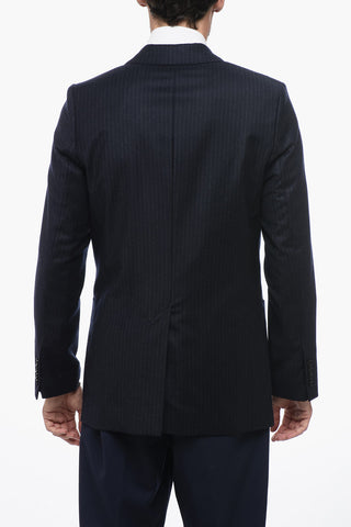 Blazer Gessato Monopetto In Lana