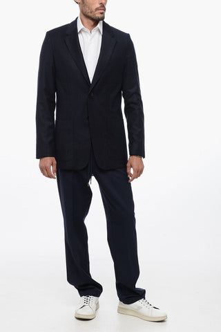Blazer Gessato Monopetto In Lana