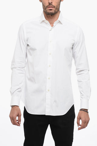 Spread Collar Solid Color Shirt