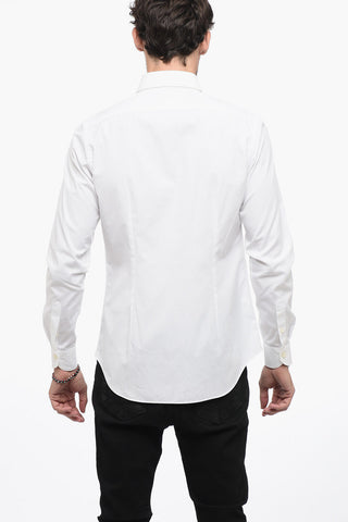 Spread Collar Solid Color Shirt