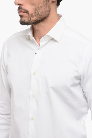 Spread Collar Solid Color Shirt