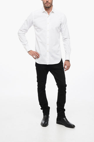 Spread Collar Solid Color Shirt