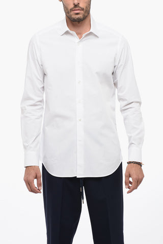 Poplin Cotton Shirt with Spread Collar
