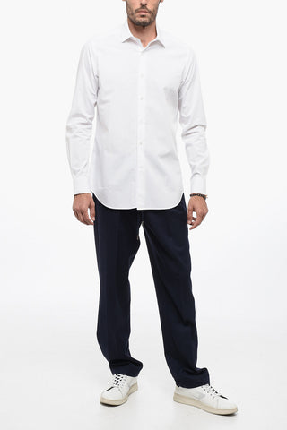 Poplin Cotton Shirt with Spread Collar