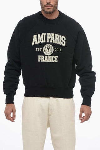 Brushed Cotton PARIS Sweatshirt with Printed Logo