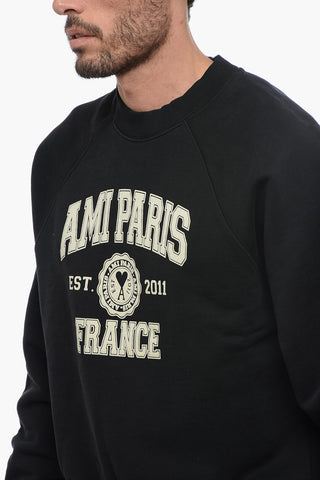 Brushed Cotton PARIS Sweatshirt with Printed Logo