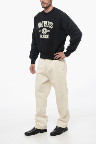 Brushed Cotton PARIS Sweatshirt with Printed Logo