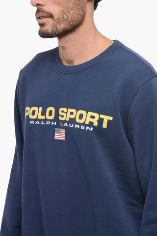 POLO SPORT Crew Neck Fleece Cotton Sweatshirt with Print