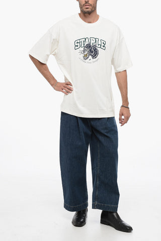 STAPLE Crew-Neck T-shirt with Rib Edge
