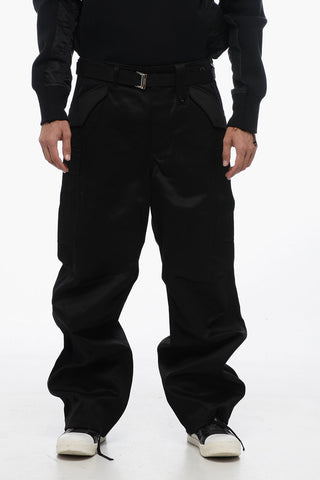 Belted Cargo Pants with Lace Detail
